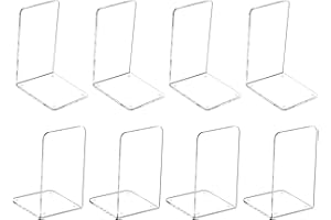 MerryNine Lot de 4 Paires de Serre-Livres en Plastique Acrylique - Décoration pour Chambre à Coucher, bibliothèque, Bureau, Fournitures Scolaires, Papeterie, Cadeau
