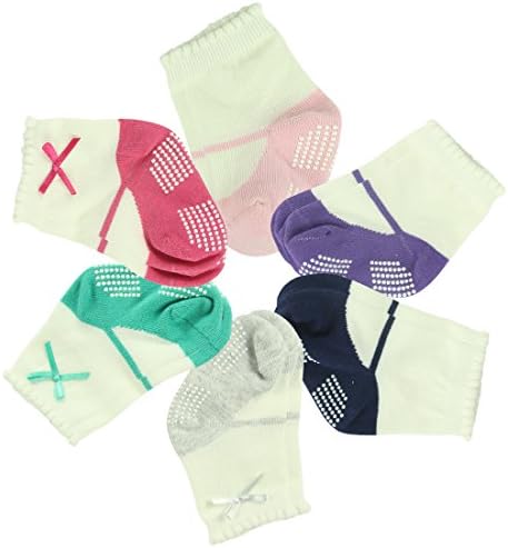 BABIEAN Toddler 6 Pair Non Skid Slipper Cotton Crew Socks Grips For Baby Toddler Boys 12-24 Month