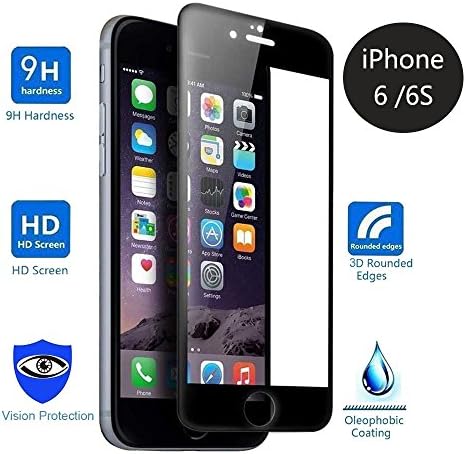 AMAZECO iPhone 6/6s Screen Protector (4.7”) - [0.3mm 9H - Tempered Glass] [3D Touch Compatible &amp; 3D Curved Edge] [HD Clear] [Bubble-free Installation] Tempered Glass Screen protector for iPhone 6/6s (Black)