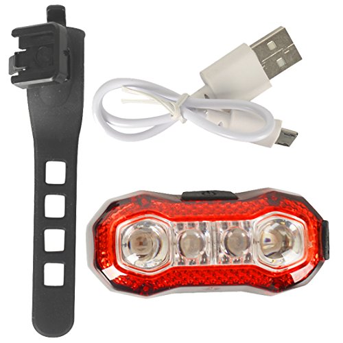 ZITFRI LED Rücklicht Fahrrad Rückleuchte LED Fahrradlicht Warnleuchte Frontleuchte Für Helm, Fahrrad, usw., USB Aufladbare Fahrradbeleuchtung Mit 5 Lichtmodi und Verstellbarem Gummihalter Super Hell 120 Lumen (Rot) - 2