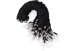 Witbicg 50 sztuk smyczy na klucze, długie zapięcie zabezpieczające, 50 cm, smycze do zawieszenia, smycz na klucze, nadają się do identyfikatorów, odznak, kluczy itp. (czarne), wielokolorowa, l