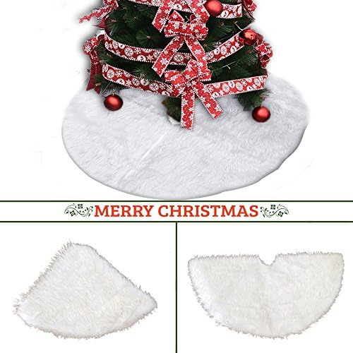 WOSON 78cm Christmas Tree Plush Skirt Base Cover White Round Tree Stand Cover Carpet Christmas Xmas Decorations