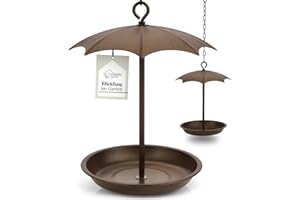 WILDLIFE HOME Vogeltränke hängend 'Regenschirm' I Vogelfutterspender zum Aufhängen frostsicher aus Metall für Garten & Balkon I Vogelbad, Vogelfutterstation für Vögel, Wildvögel