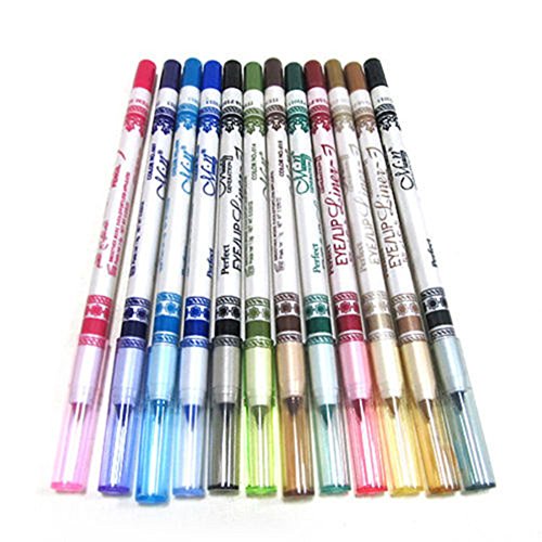12 Colors Cosmetic Eye Shadow Lip Liner Eyeliner Pencil Makeup