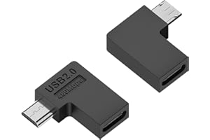 QIANRENON USB C na Micro USB 90° kąt ładowania złącze danych wtyczka USB C żeński na micro USB męski adapter kątowy 10 W (5 V2A) 480 Mb/s, do telefonu MP3 MP4 aparatu cyfrowego, 2 szt. (kąt prosty)