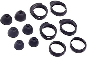 Wiki VALLEY Ohrstöpsel-Set für Galaxy Buds Plus SM-R175 Ohrhörer, rutschfeste Ohrbügel-Set, Ersatz, Silikon-Ohrstöpsel, Flügelspitzen für Samsung Galaxy Buds 2019 SM-R170, Schwarz, 12-teilig