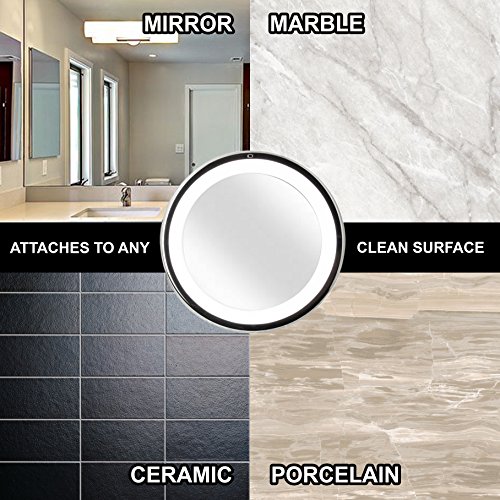 Fancii Tageslicht Kosmetikspiegel LED Beleuchtet mit 10-fach Vergrößerung, Dimmbares Licht, Starkem Saugnapf, 15cm Durchmesser, 360° Schwenkbar, Schminkspiegel mit Blendfreier Beleuchtung - 7