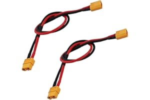 LINSYRC 2-Pack XT60 Verlängerungskabel Männlich Stecker auf Buchse Adapter Kabel mit 30CM 14AWG Silikondraht für RC Lipo Akku