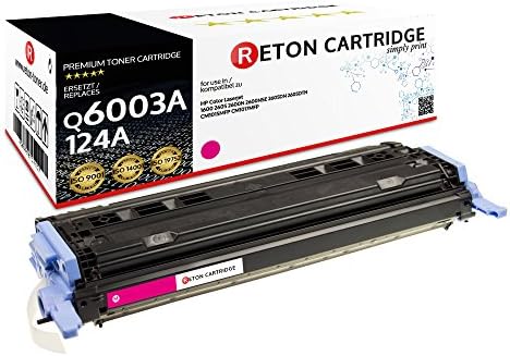 4 Original Reton Toner, compatible, upwards ( ISO-standard 19798 ) replaces Q6000A Q6001A Q6002A Q6003A HP 124A HP Color Laserjet 1600 2600N 2600DN 2605DTN HP Color Laserjet CM1015 CM1015MFP CM1017 CM1017MFP - magenta