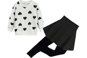 EULLA Mädchen Bekleidungssets Kinder Langarm Top + Leggings Rock Hose Outfits Baumwolle Warm Kleidung Set Herzfürm Kinderkleidung für 98-140