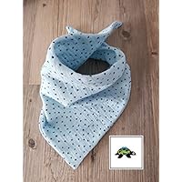 Halstuch - Dreieckstuch Baby hellblau kleine Punkte aus Musselin