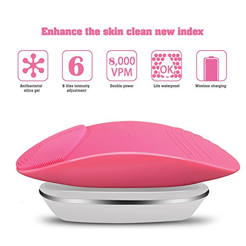ARINO Elektrische Gesichtsreinigungsbürste Anti-Aging Silikon Gesicht Reinigungsbürste Vibration Gesichtsmassager 6 Einstellbare Intensitäten für Alle Hauttype Wasserdicht Wiederaufladbar Rosa - 2