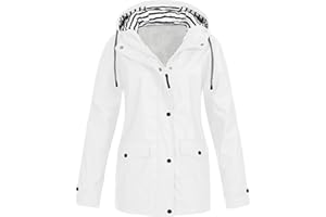 WOXIHUAN Giacca Impermeabile Donna con Cappuccio Autunno Giacche Antipioggia Leggera Cappotto Lungo Pioggia Giubbotto Trench Giacca a Vento All'Aperto Primavera per Escursionismo Campeggio Ciclismo