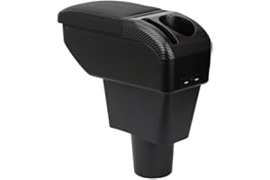 ZENVI Reposabrazos Compatible with Hyundai i10 Apoyabrazos 2019-2024 Centro Consola Organizador Caja Doble Espacio Almacenamiento Utilizable Para Soporte Codo（Estilo Negro）