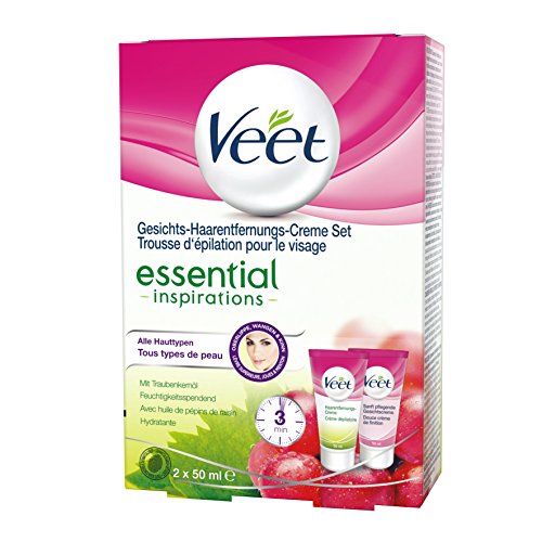 Veet Gesicht Haarentfernungs-Creme Set für sensible Haut mit Aloe Vera und Vitamin E, 2 x 50 ml - 4