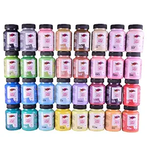 immix Home Decor Chalk Paint with Chalk Finish, Eco-Friendly, All-in-One, Multicolour, No Stripping, Non-Toxic, Multi-Surface, One-Step Paint Set (32 Colours, 250 ml per Bottle)