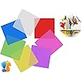 MAKINGTEC Candy Wrapping Paper, 120 Pcs 6x6 Inches Colored Cellophane Wrap Cellophane Sheets with Twist Ties Cello Wraps Colorful Transparency Sheet for DIY Arts and Crafts