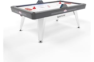 ‎SPORTIME Sportime 7ft Airhockey-Tisch Ice Arena | LED-Spielfeldbeleuchtung | elektronisches Zählwerk | Niveauausgleich | antirutsch | extra Harter Kunststoff | inkl. Soundausgabe