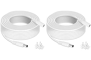 Tonton CCTV Power Extension Cable 10M(33ft), 2.1mmx 5.5mm Female to Male 12V DC Extension cable for Tapo C110,C211,C510W,TC70, Router, LED Strip Light, CCTV Security Cameras,DVR/NVR Recorder(2 Pack)