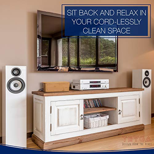 Bamboo Cable Management Box - Stylish Cord Organizer Box Hides Power Strip and Keeps Cords Untangled - Surge Protector Cover Keeps Children Safe - Eco-Friendly TV Cord Box for Home and Office by TEYGA