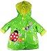 Wippette Baby Girls Infant Waterproof Hooded Ladybug Raincoat Jacket, Green, 12 Months