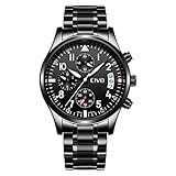 CIVO Herrenuhr Analog Quarz mit Edelstahlband Schwarz Chronographen Multifunktional Wasserdicht Kalender Luxus Herren Uhren Business Beiläufig Klassisch Armbanduhr Herren mit Uhrenarmband Entferner