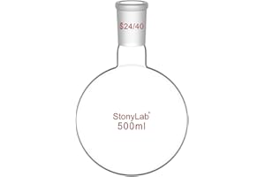 stonylab Matraz Fondo Redondo, Cuello Corto Matraz de Fondo Redondo de Pared Gruesa de Cristal de Borosilicato RBF con Junta Exterior Estándar 24/40, Round Bottom Flask Frascos de Laboratorio - 500ml