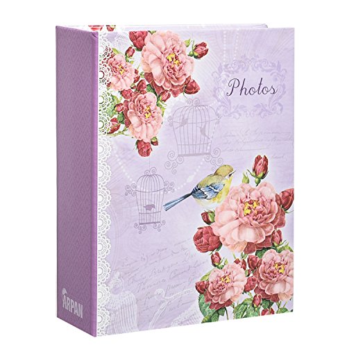 Arpan 6x4'' Small Purple Vintage Bird Slip In Case Photo Album for 100 Photos