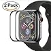 Produktbild WARMYEE 2 Stück- Apple Watch Series 4 Schutzfolie, 3D Curved Panzerglas Volle Abdeckung 9H Härte Schutzfolie gehärtetem Glas Folie Blasenfrei Displayschutzfolie für Apple Watch Series 4 40mm