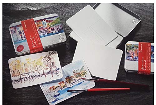 Hahnemühle Coffret Metal de 30 tarjetas postales acuarela (grano fino, 230 g/m²
