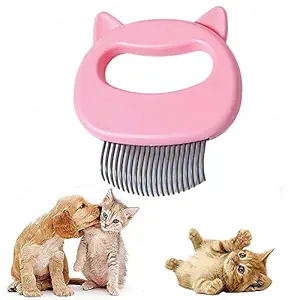 Pet Hair Removal Massaging Shell Comb, Cat Dog Deshedding Brush for Grooming and Shedding Short Hair Cat Dog Hair Remover Massage Comb Slicker Hair Removal Cleaning Undercoat Brush Tool (Pink)