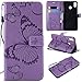 Produktbild YQXR Handy Zubehör Schmetterlingsblume geblümtes Muster PU-Leder-Mappen-Standplatz-Fall mit Handschlaufe für Huawei Honor 8X, Huawei Honor 8X Fall (Farbe : Lila)