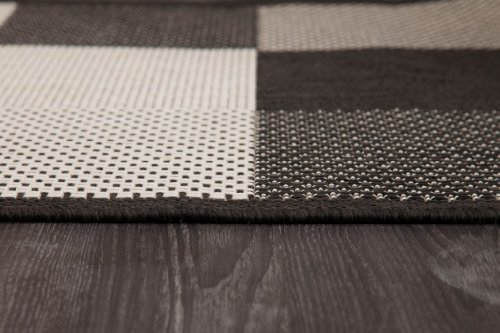 Küchenläufer Flachgewebeteppich Karo Design grau 80x200cm - 2