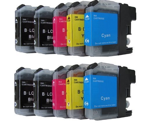 10 komp. Druckerpatronen mit Chip für Brother MFC J245 J470DW J650DW J870DW J4410DW J4510DW J4610DW J4710DW J6520DW J6720DW J6920DW Brother DCP J132W J123WG1 J152W J552DW J752DW J4110DW 4 x schwarz 2 x blau 2 x rot 2 x gelb