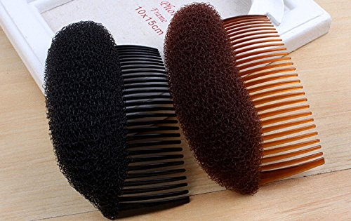 2Pcs Schwamm Bump It Up Volumen Haar Base Anreden Einsatz Haar Styling Werkzeug Haar Accessoires mit Kämm,1Black + 1Braun - 2
