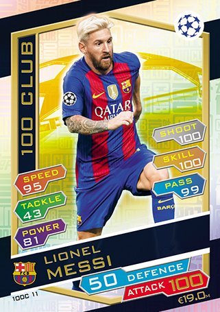 Preisvergleich Produktbild Match Attax Champions League 2016 / 2017 - Lionel Messi 100 Verein Karte (100C11)