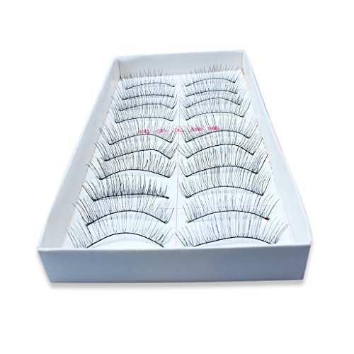 Edealing 10Pairs Makeup Handgemachte natürliche schwarze lange falsche Wimper-Augen-Peitsche-Sparse - 3