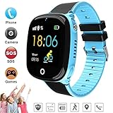 Kinder Smartwatch Intelligente Armbanduhr, GPS Positionierung Echtzeit-Kamera Telefon SOS Notruf Sch JiaMen (Schwarz)