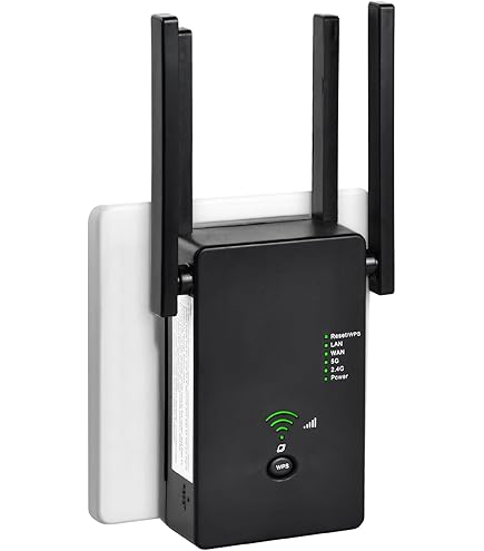 Répéteur WiFi 6 Antennes - Double Bande, 2 Ports LAN - Couverture 360° Jusqu'à 10 000 Pi² - Compatible Toutes Box