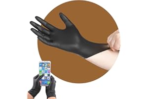PANKTI Disposable Gloves, Multi-Purpose Black Vinyl Gloves Disposable, Latex Free - Non Sterile - Powder Free Surgical Gloves, Box of 100 (L)