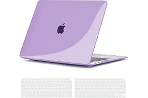 TECOOL Funda para MacBook Air M1 (A2337) y MacBook Air 13" Retina 2020 2019 2018 (A2179 A1932) con Touch ID, Carcasa de Plástico Ultrafina y Cubierta del Teclado UE, Lila Cristal