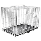 Mit 3 Türen vidaXL Hundekäfig Metall XL Faltbar Drahtkäfig Transportbox Transportkäfig