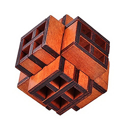 KINGOU 6 Packed Wooden Puzzles IQ Challenge Puzzle Set Brain Teasers Logic Puzzles Interlocked Toys, Adult / Kids
