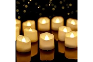 BAONUOR Lot de 12 bougies chauffe-plat LED avec minuterie - 6 heures allumées et 18 heures éteintes - Blanc chaud