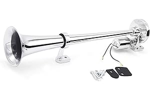 Goolsky Tubo Bocina eléctrica, Trompeta 150dB 12V / 24V Universal, Kit de Altavoz de Bocina de Aire Cromado para Camión Camión de Tren