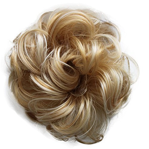 PRETTYSHOP Scrunchy Scrunchie Bun Up Do Hair Piece Hair Ribbon Ponytail Extensions Wavy Messy Blond mix # 86Ah613 G30A