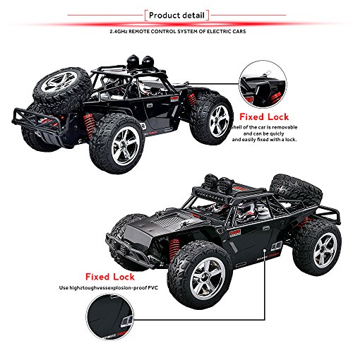 Vatos RC Car Off Road High Speed 4WD 40km/h 1:12 Scale 50M Remote Control 15 Mins Playing Time 2.4GHz Electric Vehicle Buggy Truck with LED Night Vision (Li Battery&USB Cable Included) (BLACK)