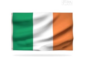 GET YOUR FLAG Bandera irlandesa premium de 150 x 90 cm - Bandera de Irlanda duradera y de calidad con 2 ojales metálicos - Perfecta para los Juegos Olímpicos