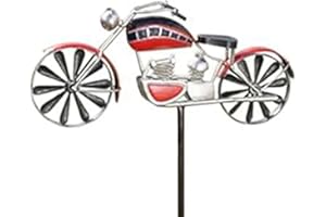 JHzood 3D único Y Mágico Molino De Viento De Metal Spin, Wind Spinners para Jardín, Molino De Viento Wind Spinner, Escultura De Viento Spinner, Wind Spinners Estacas Adornos para Patio (Motobike)