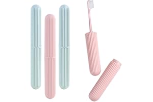 Rhys 4 Piezas Portátil Portacepillos con Caja El Estuche para Cepillos de Dientes Caja de Viaje Porta Cepillo de Dientes Estuche Portátil ara Acampar Uso Diario Exteriores (Rosa,Verde)
